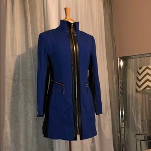 INSIGHT BRAND Blue Long Jacket w/ Faux Leather